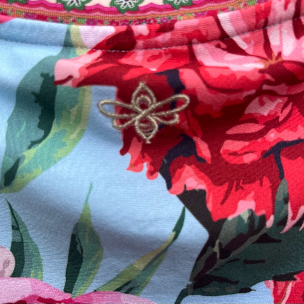 Johnny Was Light Blue Long Sleeve Top with Pink Floral Print - Picture 5 of 6